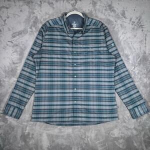 KÜHL Response Lite Harbor Blue Plaid L/S Shirt Size Large